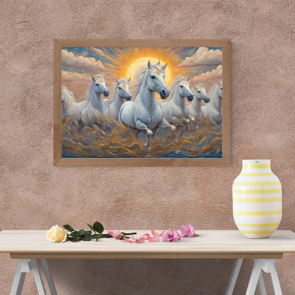 Seven Horses Vastu Photo Frame Wall Art with Frame