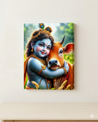 Dekozi Krishna Wall Art – Divine Portrait | Framed Canvas & Photo Print for Spiritual Home & Office Decor