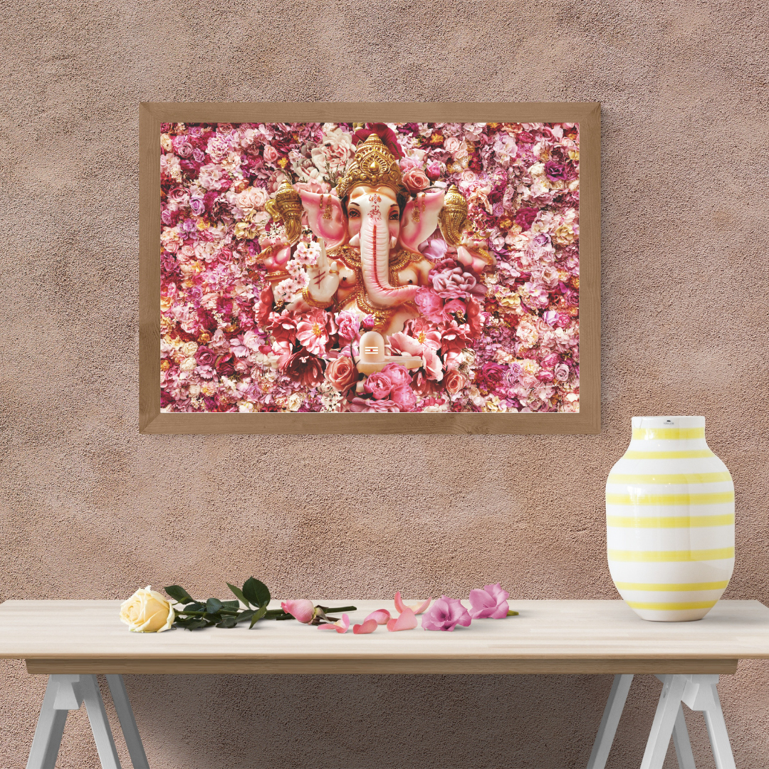 Divine Ganesha Floral Wallart