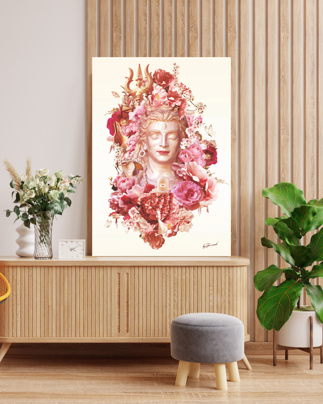 Divine Lord Shiv Ji Floral Wall Art