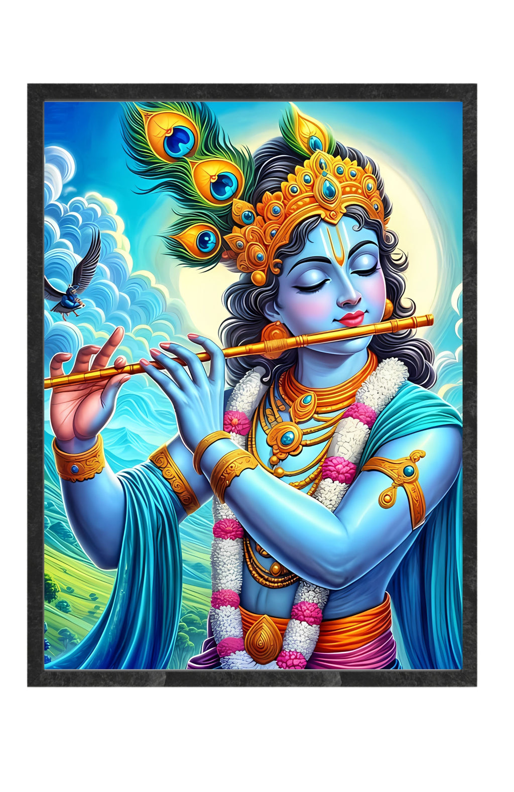 Dekozi Krishna Wall Art – Divine Portrait | Framed Canvas & Photo Print for Spiritual Home & Office Decor
