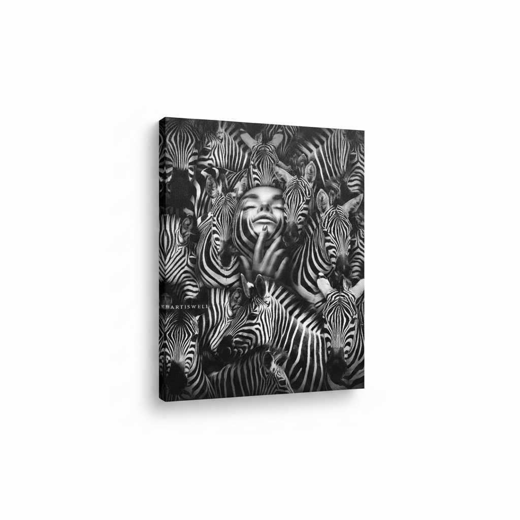 Framed Black & White Zebra Artwork
