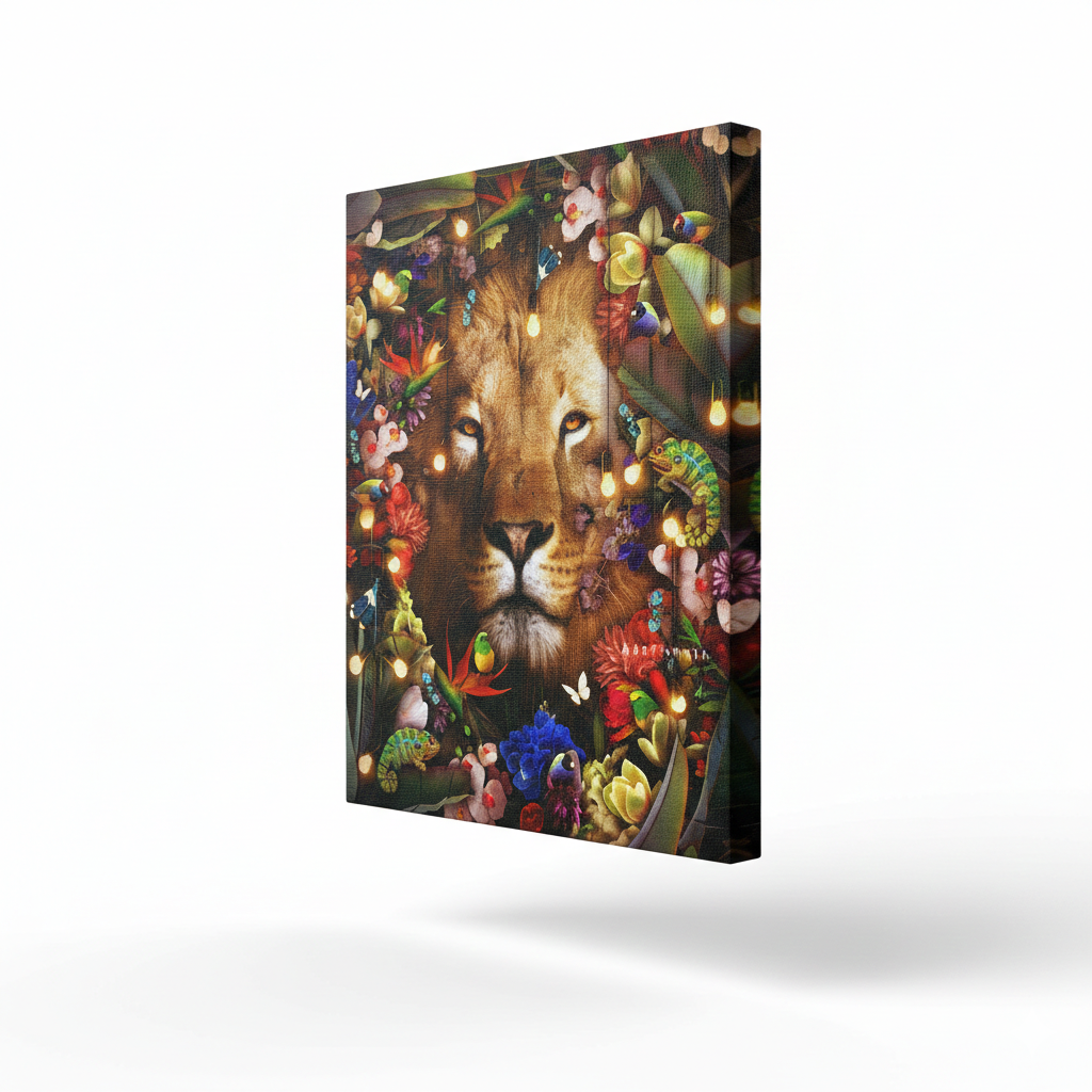 Dekozi Original Colorful Framed Lion Artwork