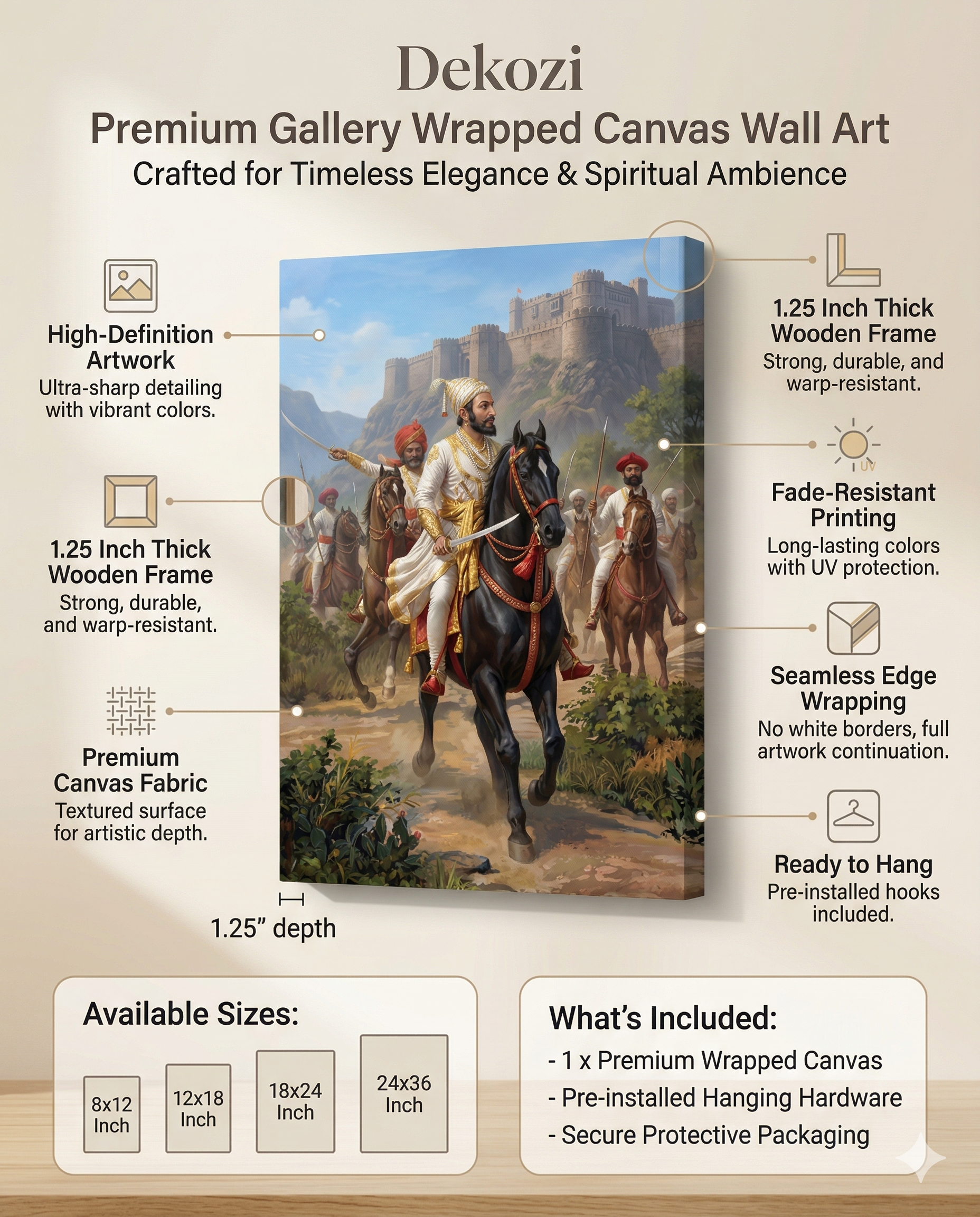 Dekozi Chhatrapati Shivaji Maharaj Wall Art – Symbol of Valor, Leadership & Swarajya