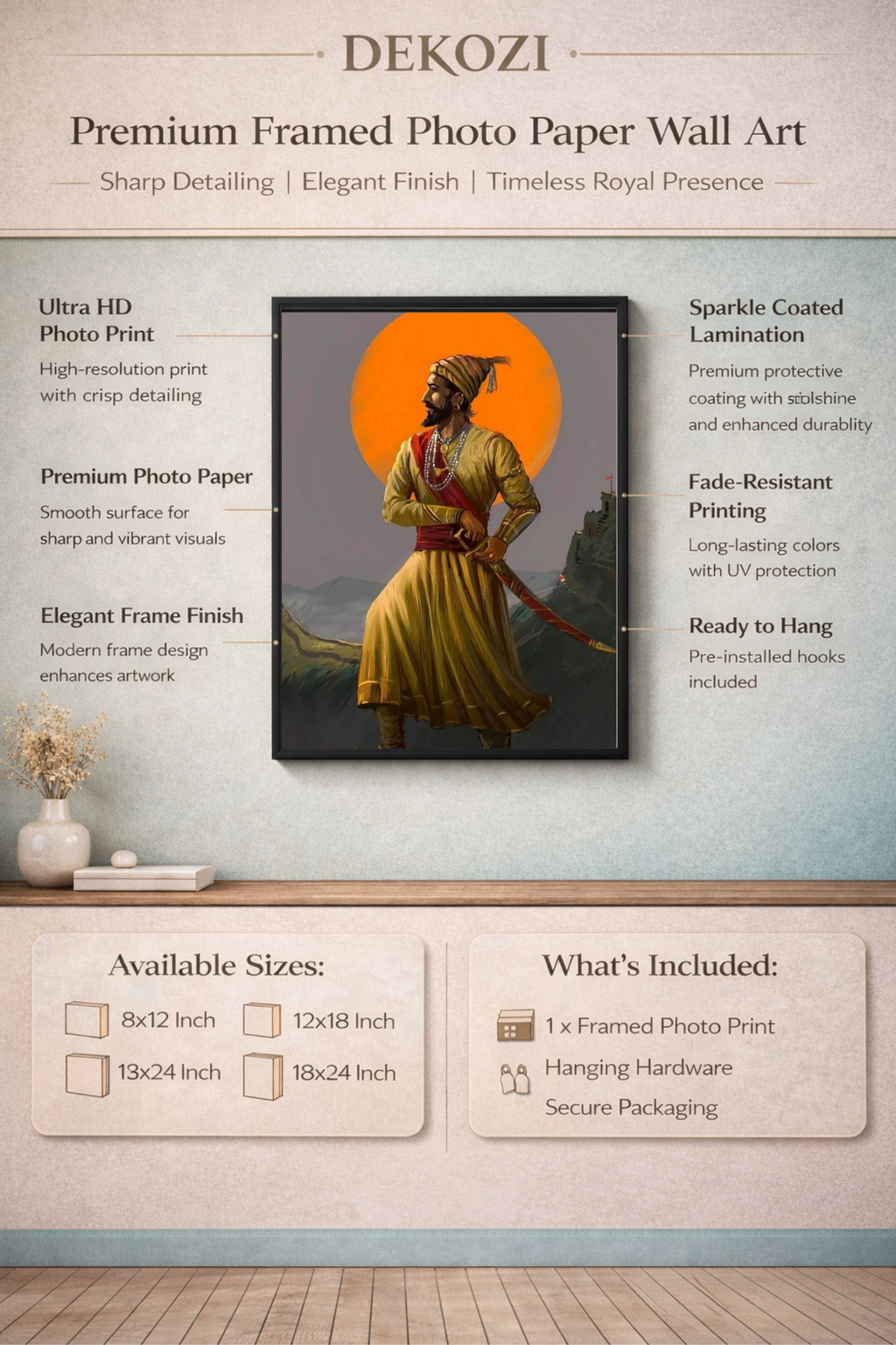 Dekozi Chhatrapati Shivaji Maharaj Wall Art – Symbol of Valor, Leadership & Swarajya