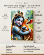 Dekozi Krishna Wall Art – Divine Portrait | Framed Canvas & Photo Print for Spiritual Home & Office Decor