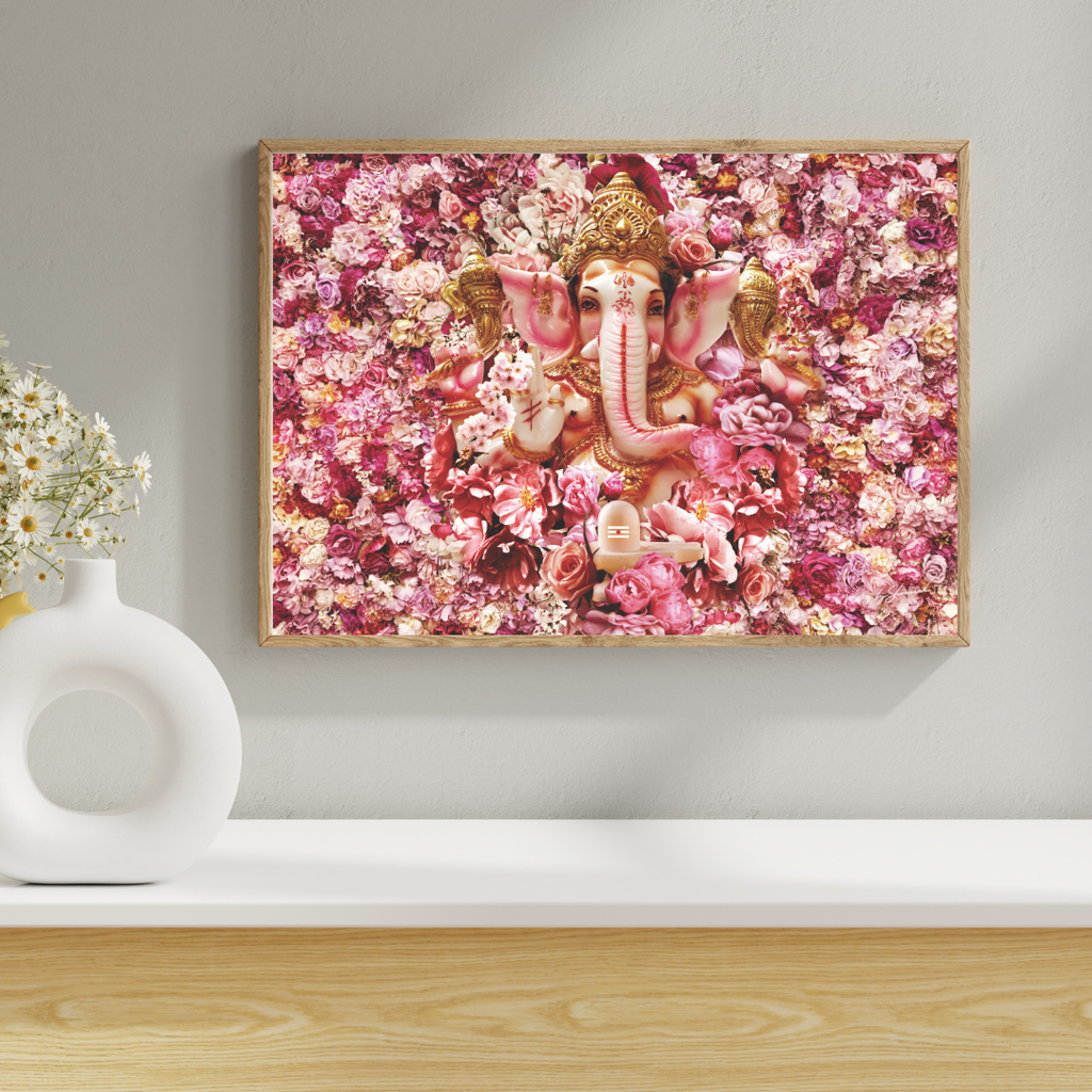 Divine Ganesha Floral Wallart