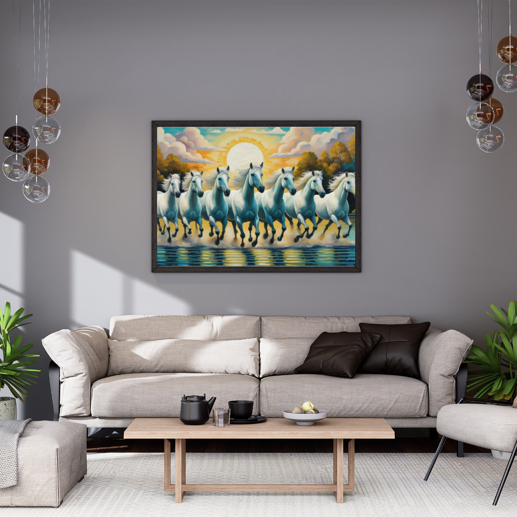 Seven Horses Vastu Photo Frame Wall Art with Frame