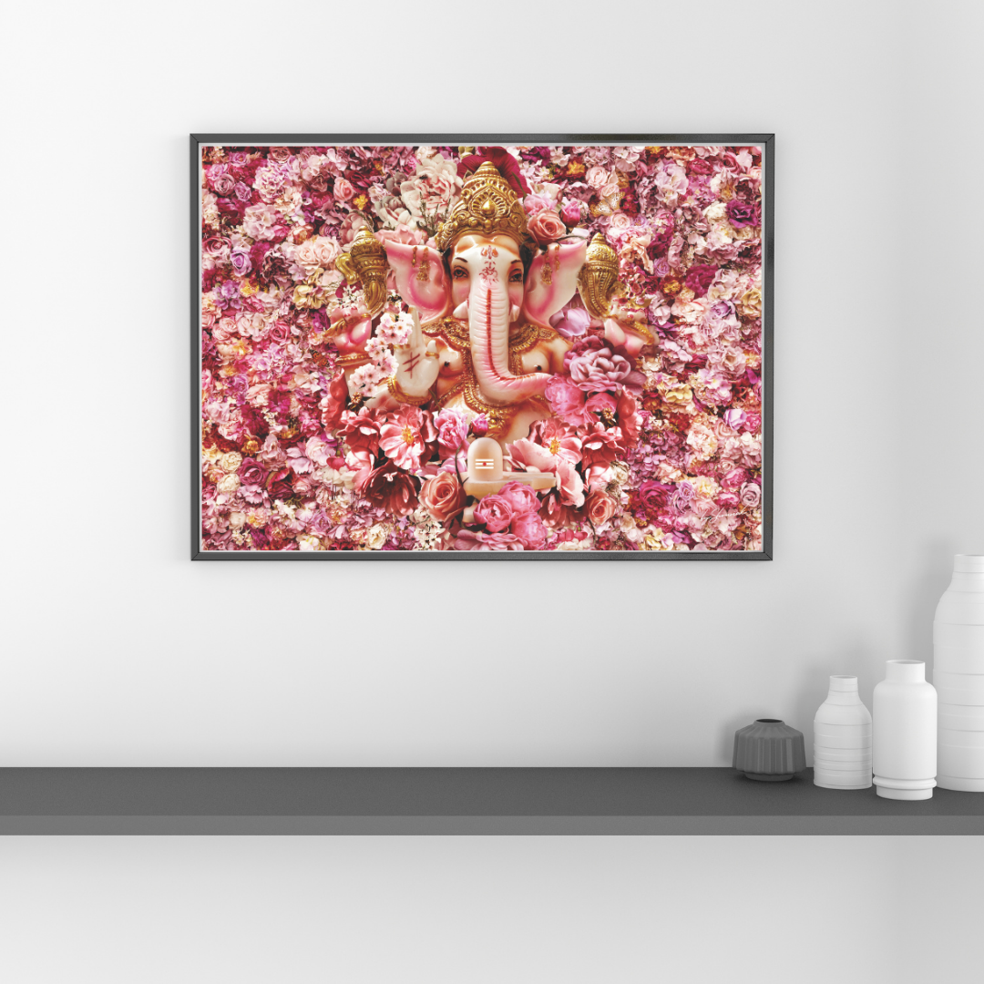 Divine Ganesha Floral Wallart
