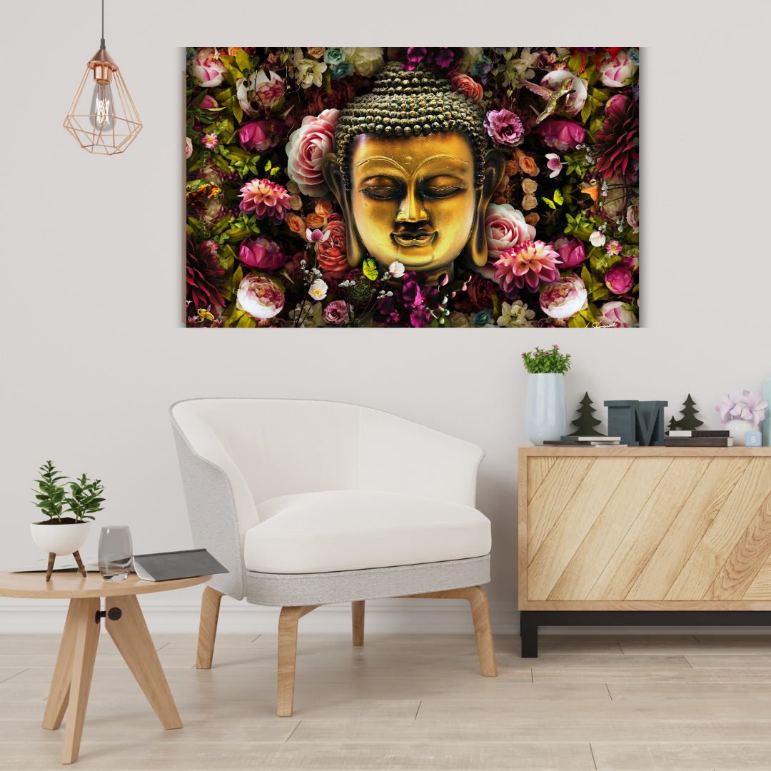 Divine Buddha Floral Wallart