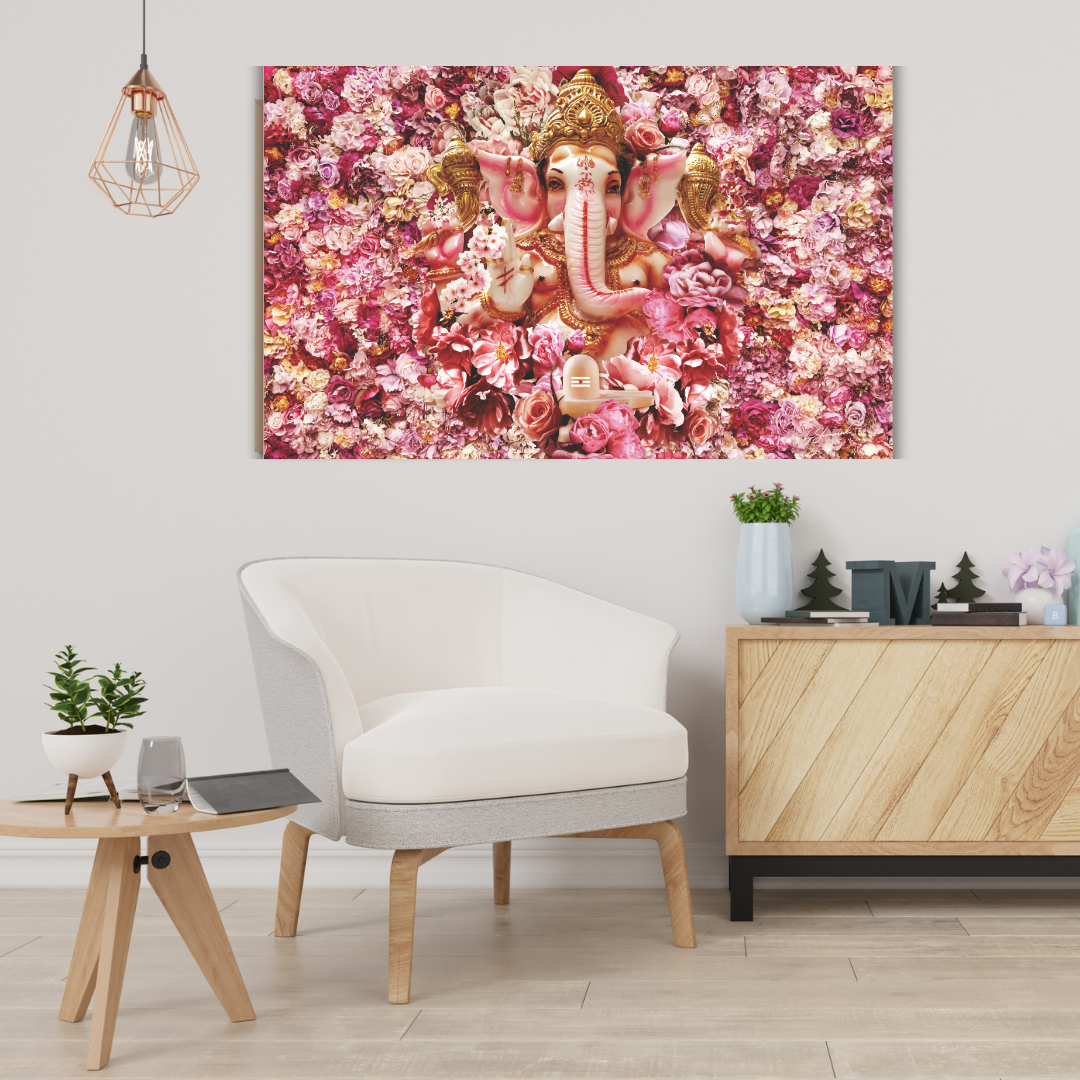 Divine Ganesha Floral Wallart
