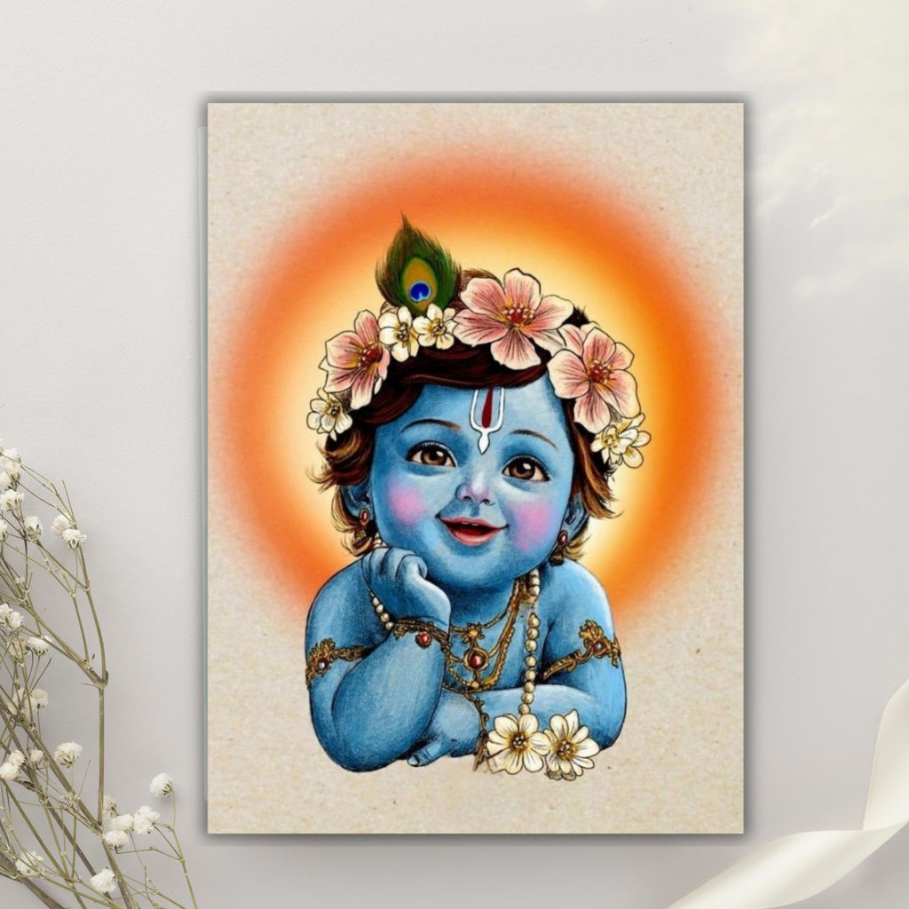 Little Krishna Wall Art – Divine Portrait