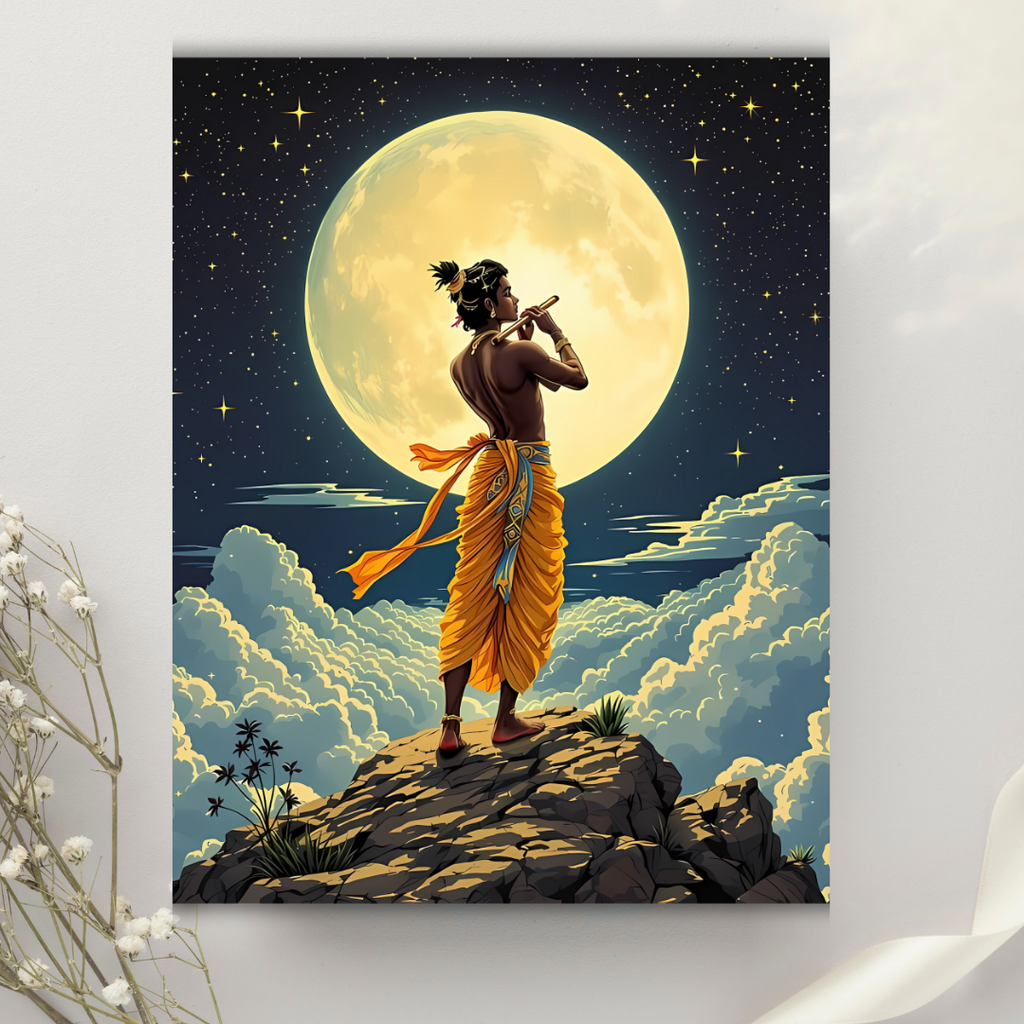 Dekozi Krishna Wall Art – Divine Portrait | Framed Canvas & Photo Print for Spiritual Home & Office Decor