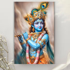 Dekozi Krishna Wall Art – Divine Portrait | Framed Canvas & Photo Print for Spiritual Home & Office Decor