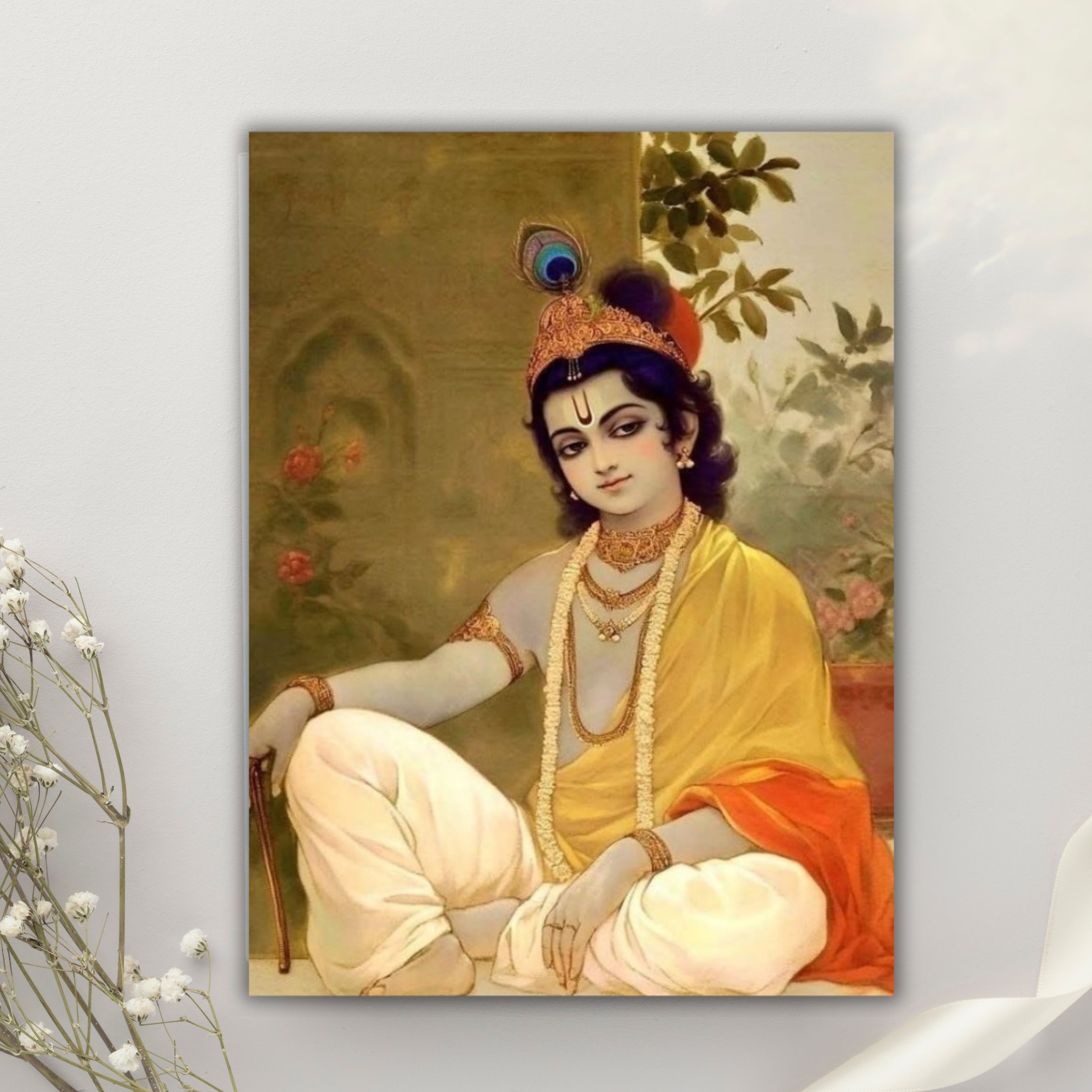Dekozi Krishna Wall Art – Divine Portrait | Framed Canvas & Photo Print for Spiritual Home & Office Decor