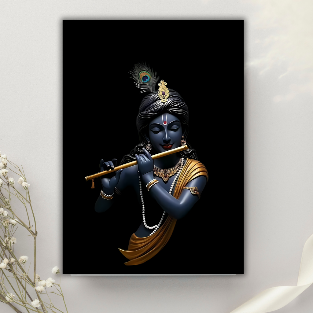 Dekozi Krishna Wall Art – Divine Portrait | Framed Canvas & Photo Print for Spiritual Home & Office Decor