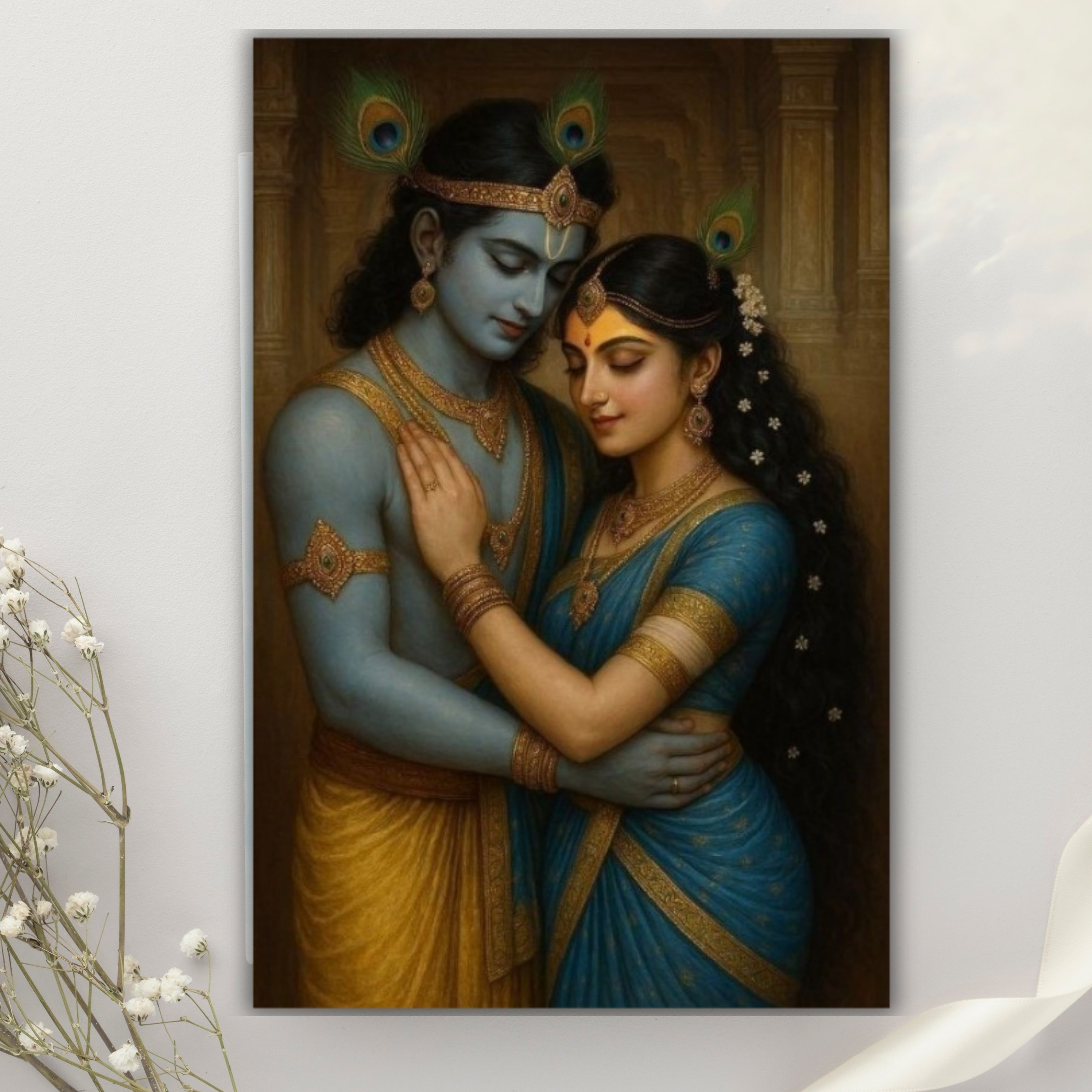 Dekozi Krishna Wall Art – Divine Portrait | Framed Canvas & Photo Print for Spiritual Home & Office Decor