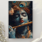 Dekozi Krishna Wall Art – Divine Portrait | Framed Canvas & Photo Print for Spiritual Home & Office Decor