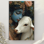 Dekozi Krishna Wall Art – Divine Portrait | Framed Canvas & Photo Print for Spiritual Home & Office Decor