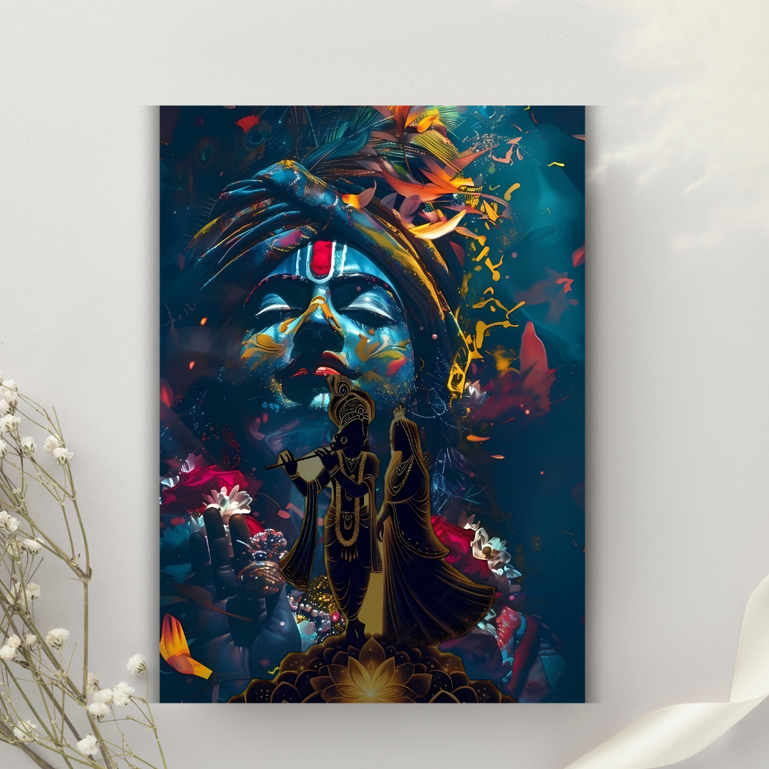 Dekozi Krishna Wall Art – Divine Portrait | Framed Canvas & Photo Print for Spiritual Home & Office Decor