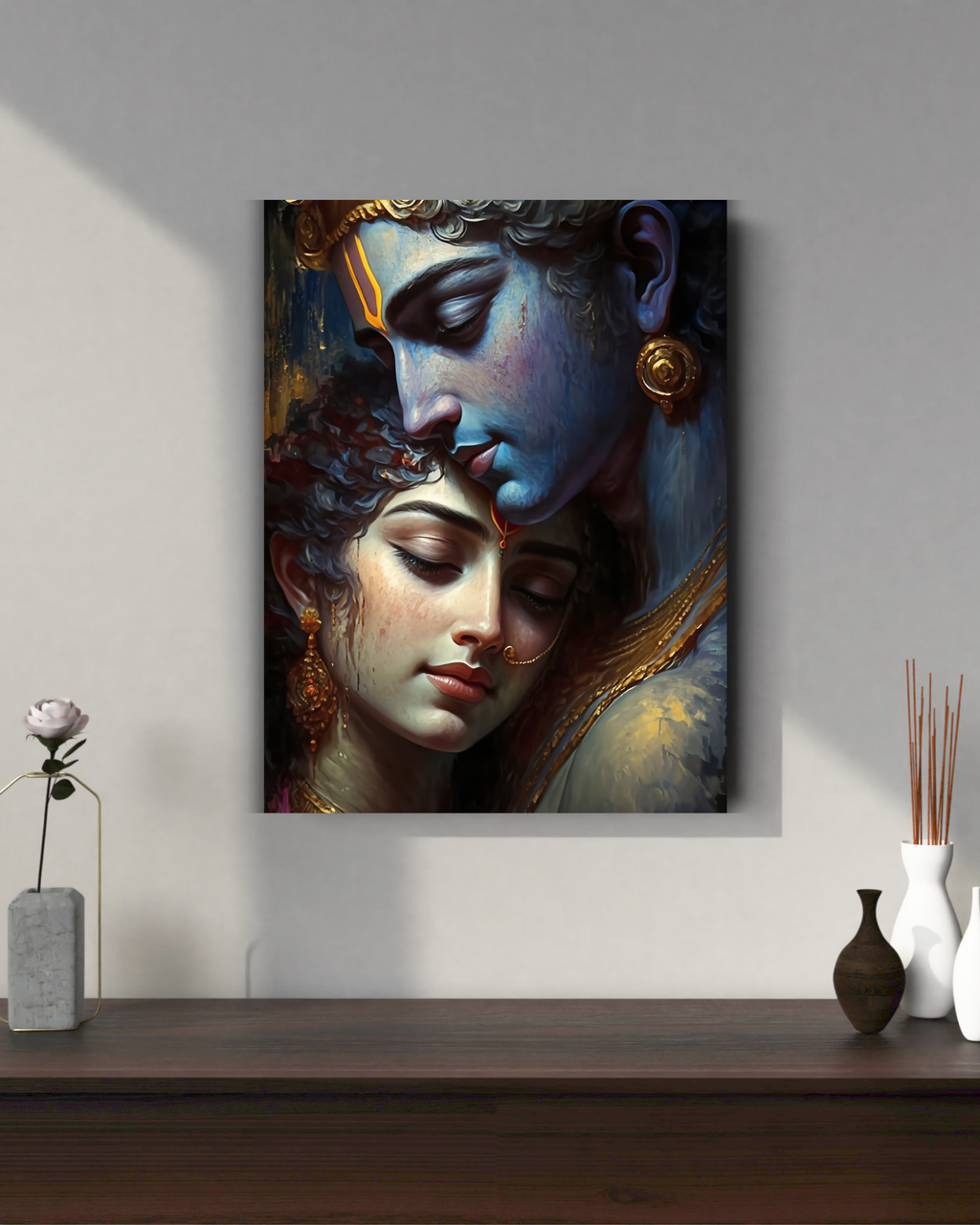 Dekozi Krishna Wall Art – Divine Portrait | Framed Canvas & Photo Print for Spiritual Home & Office Decor
