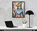 Dekozi Krishna Wall Art – Divine Portrait | Framed Canvas & Photo Print for Spiritual Home & Office Decor