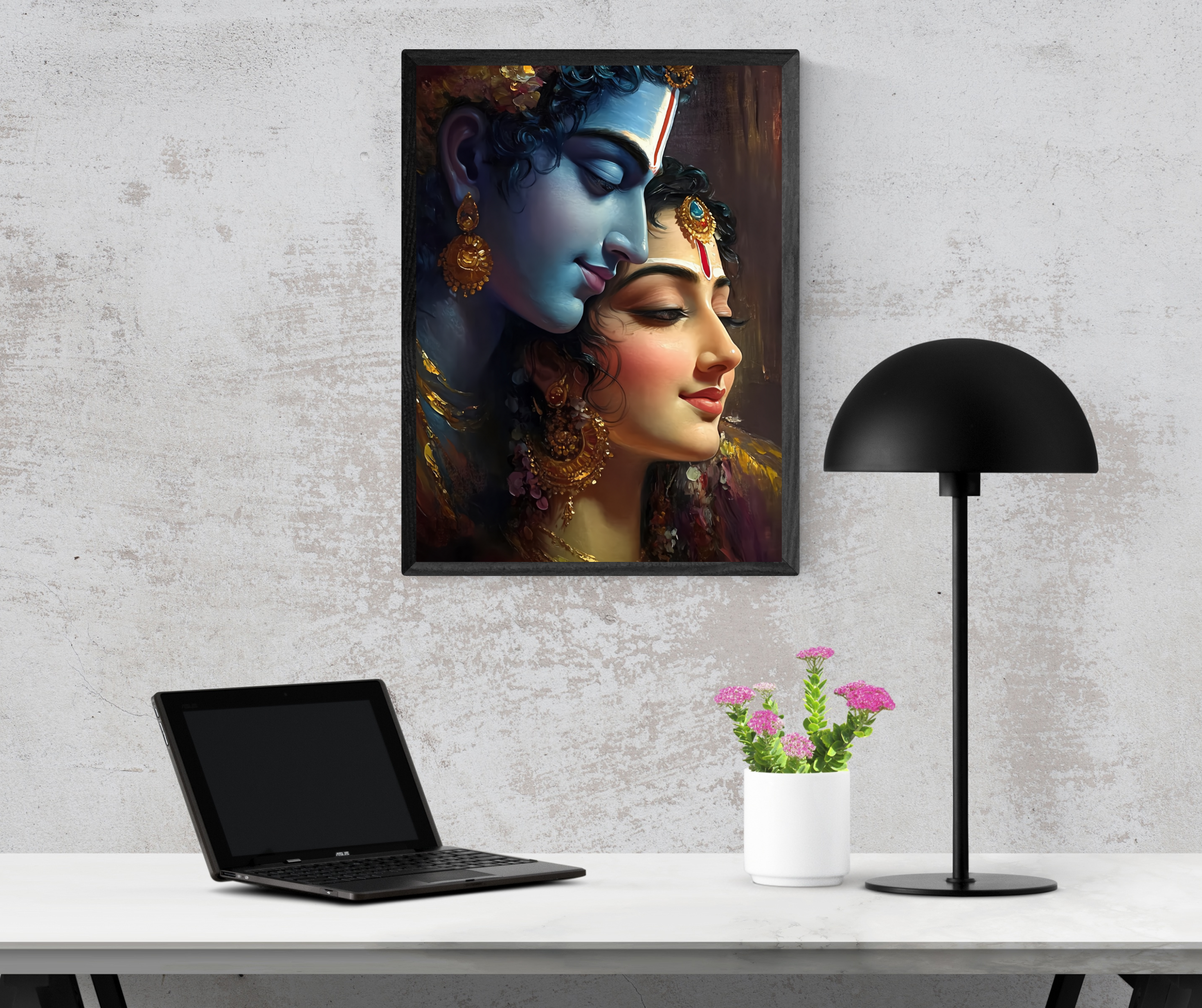 Dekozi Krishna Wall Art – Divine Portrait | Framed Canvas & Photo Print for Spiritual Home & Office Decor