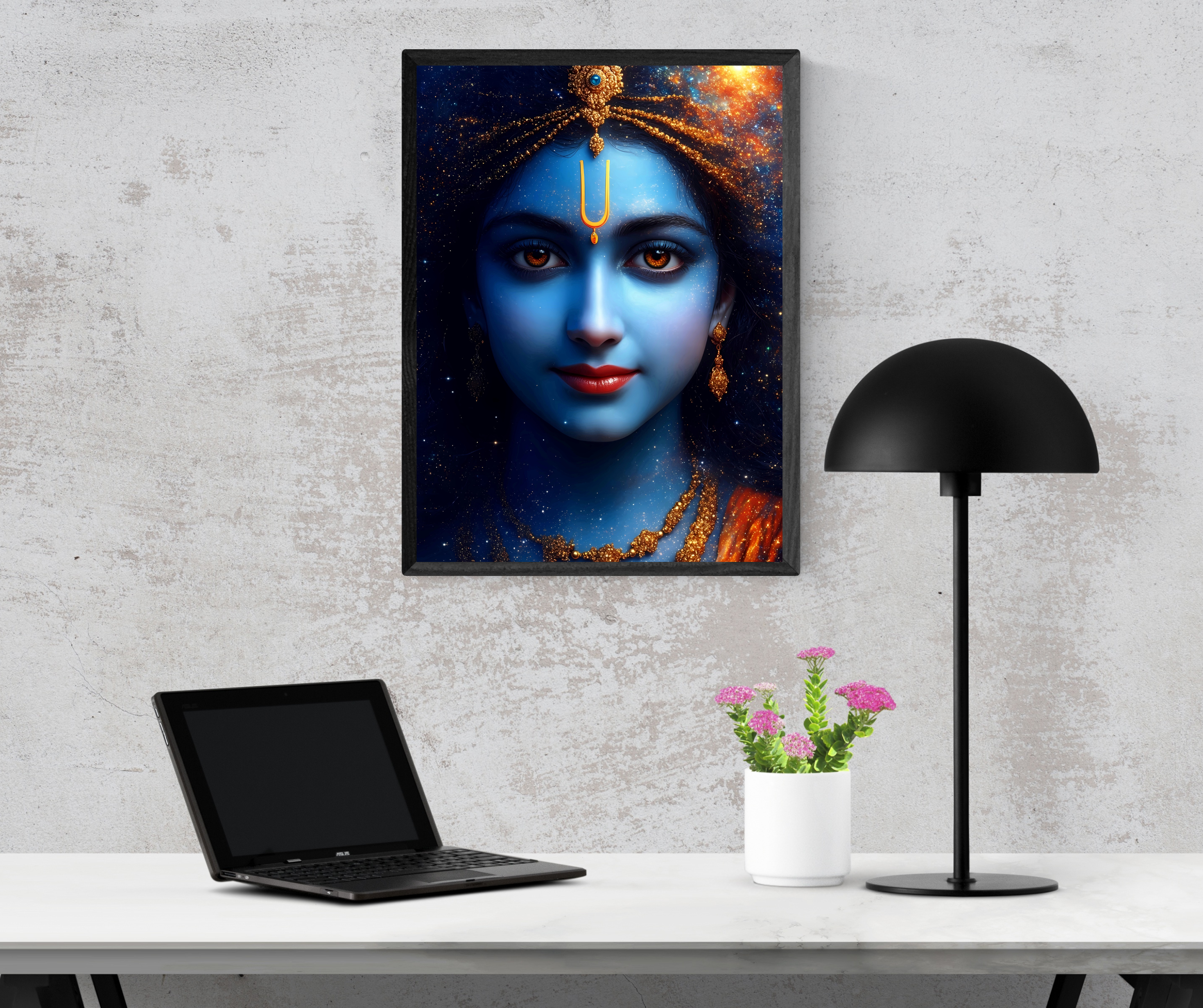 Dekozi Krishna Wall Art – Divine Portrait | Framed Canvas & Photo Print for Spiritual Home & Office Decor