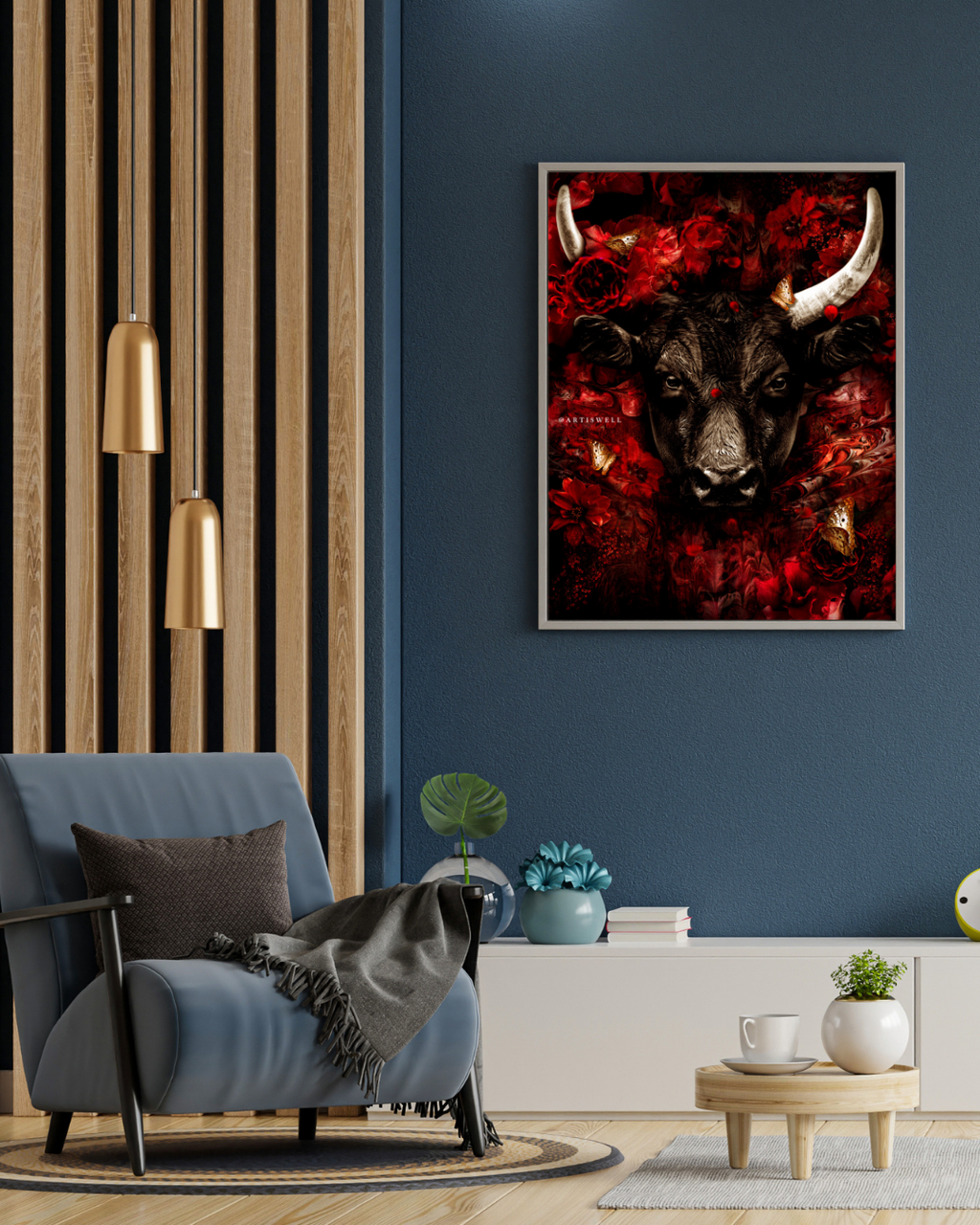 Dekozi Originals Exclusive Premium Bull Wall Art | Art is Well By Shaunak
