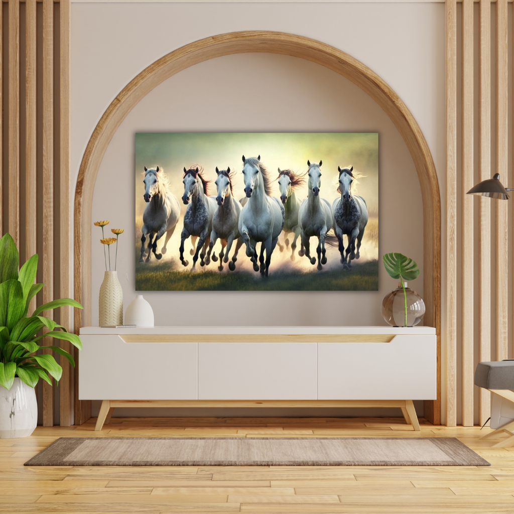 Seven Horses Vastu Photo Frame Wall Art with Frame