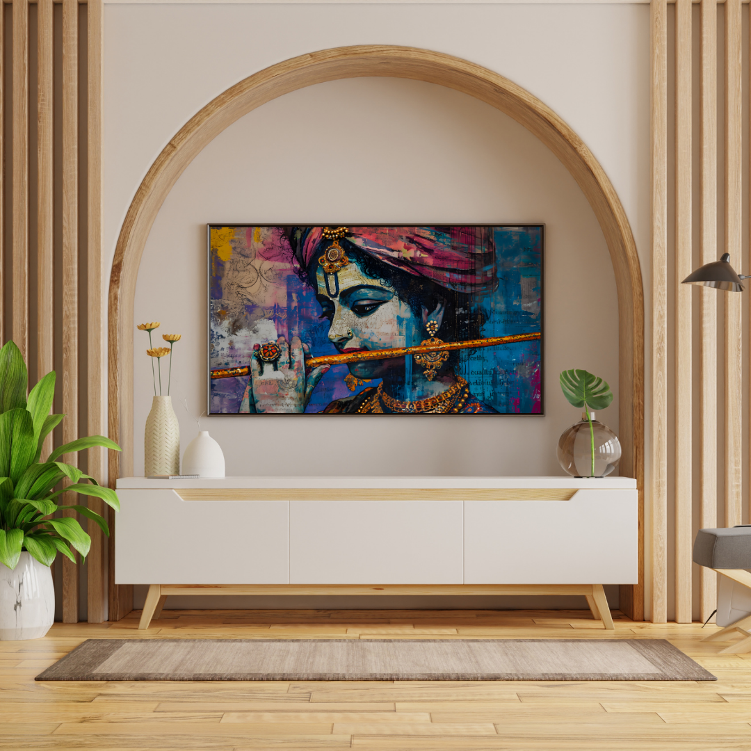 Dekozi Krishna Wall Art – Divine Portrait | Framed Canvas & Photo Print for Spiritual Home & Office Decor
