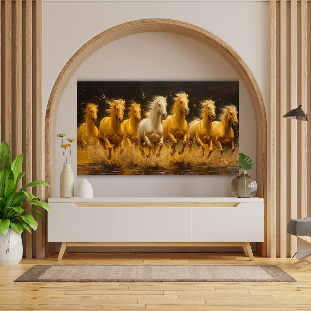 Seven Horses Vastu Photo Frame Wall Art with Frame