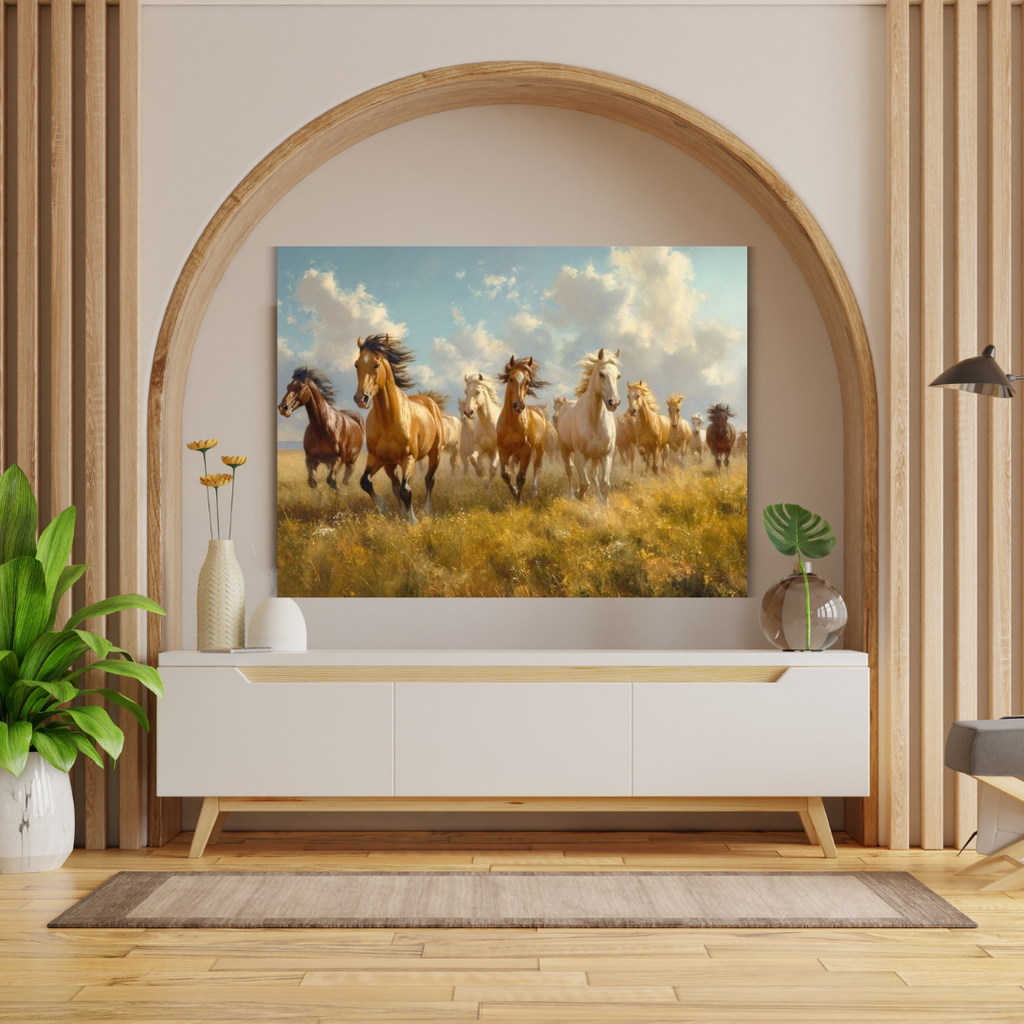 Seven Horses Vastu Photo Frame Wall Art with Frame