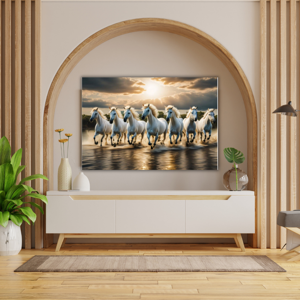 Seven Horses Vastu Photo Frame Wall Art with Frame