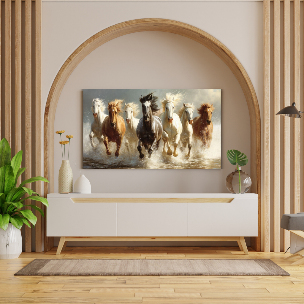 Seven Horses Vastu Photo Frame Wall Art with Frame