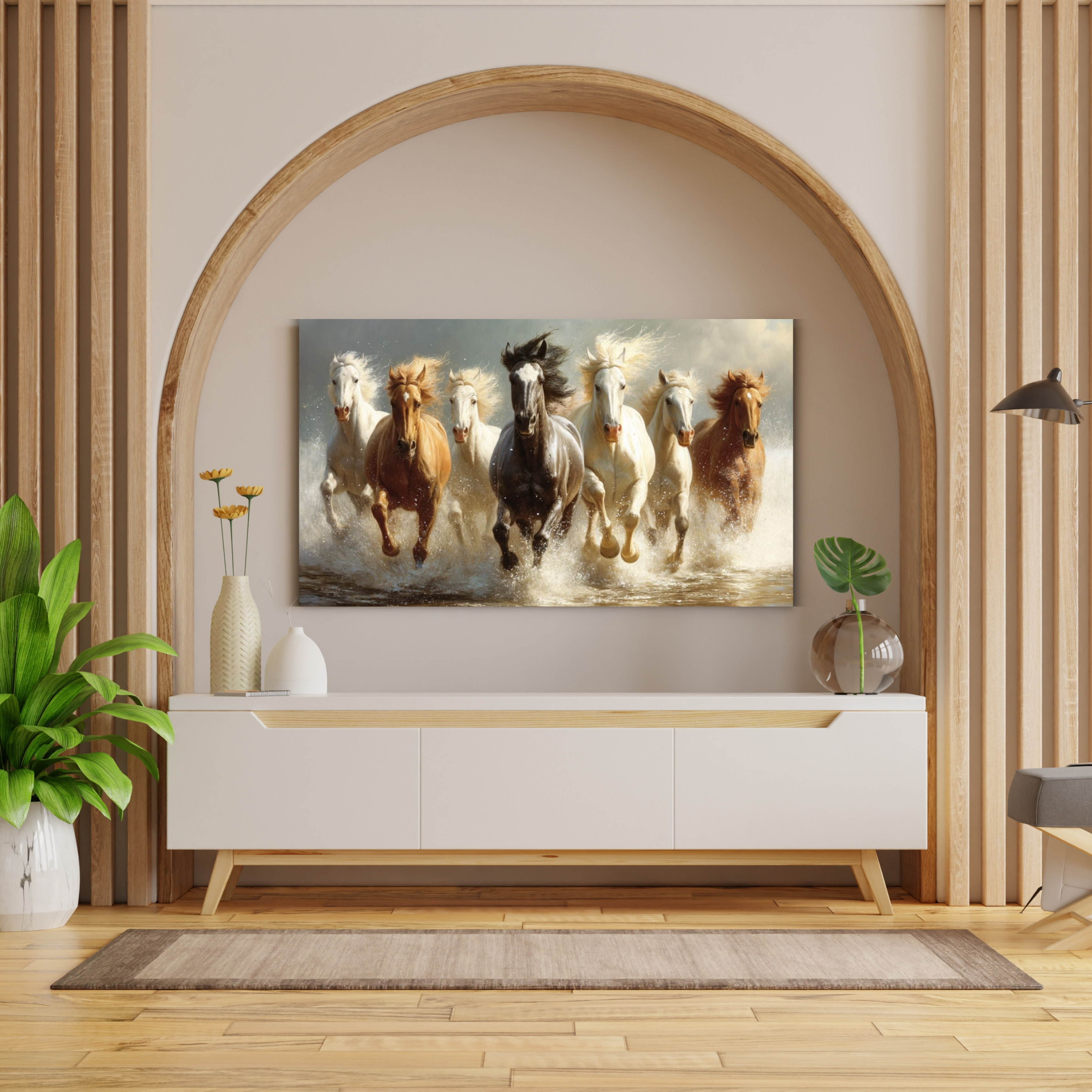 Seven Horses Vastu Photo Frame Wall Art with Frame