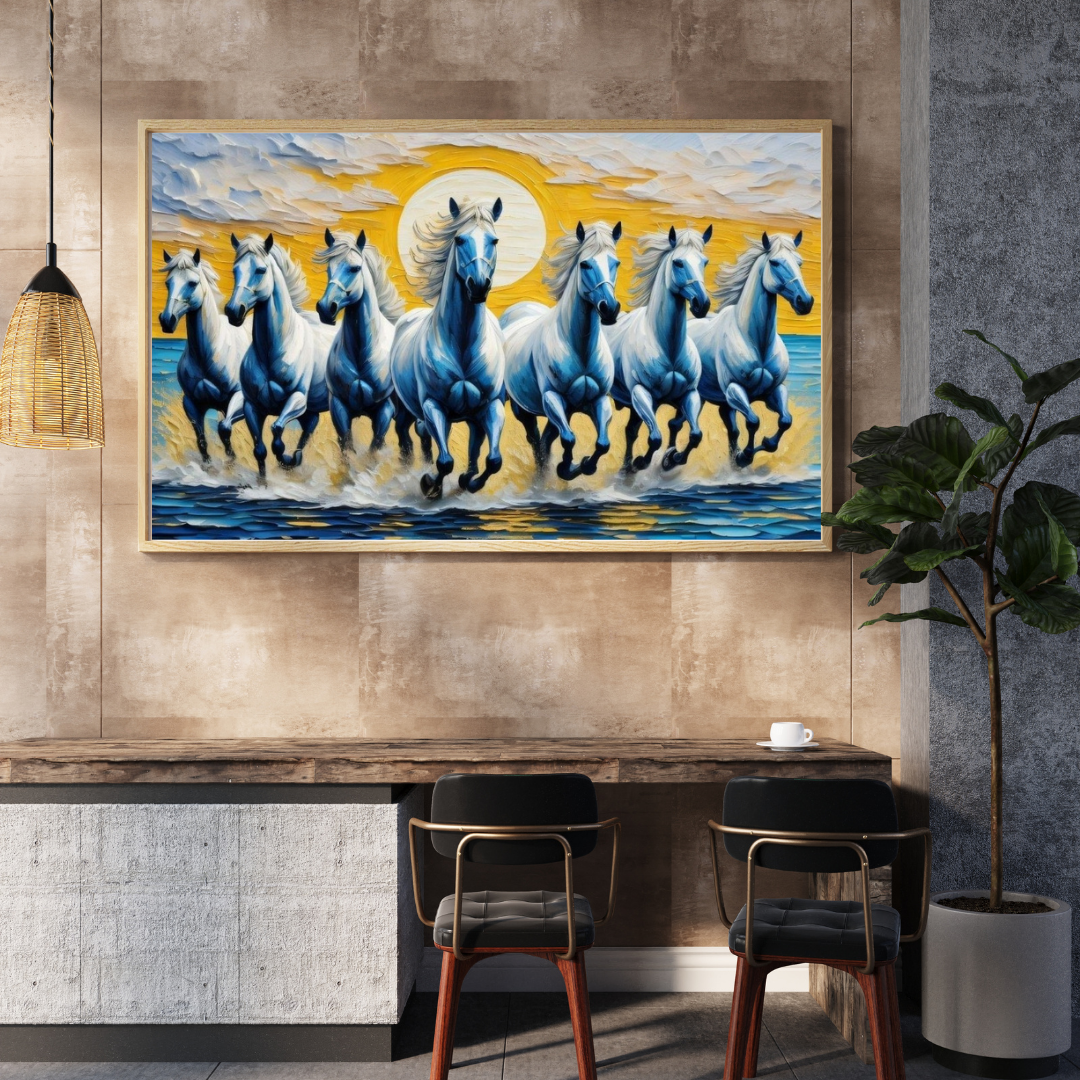 Seven Horses Vastu Photo Frame Wall Art with Frame