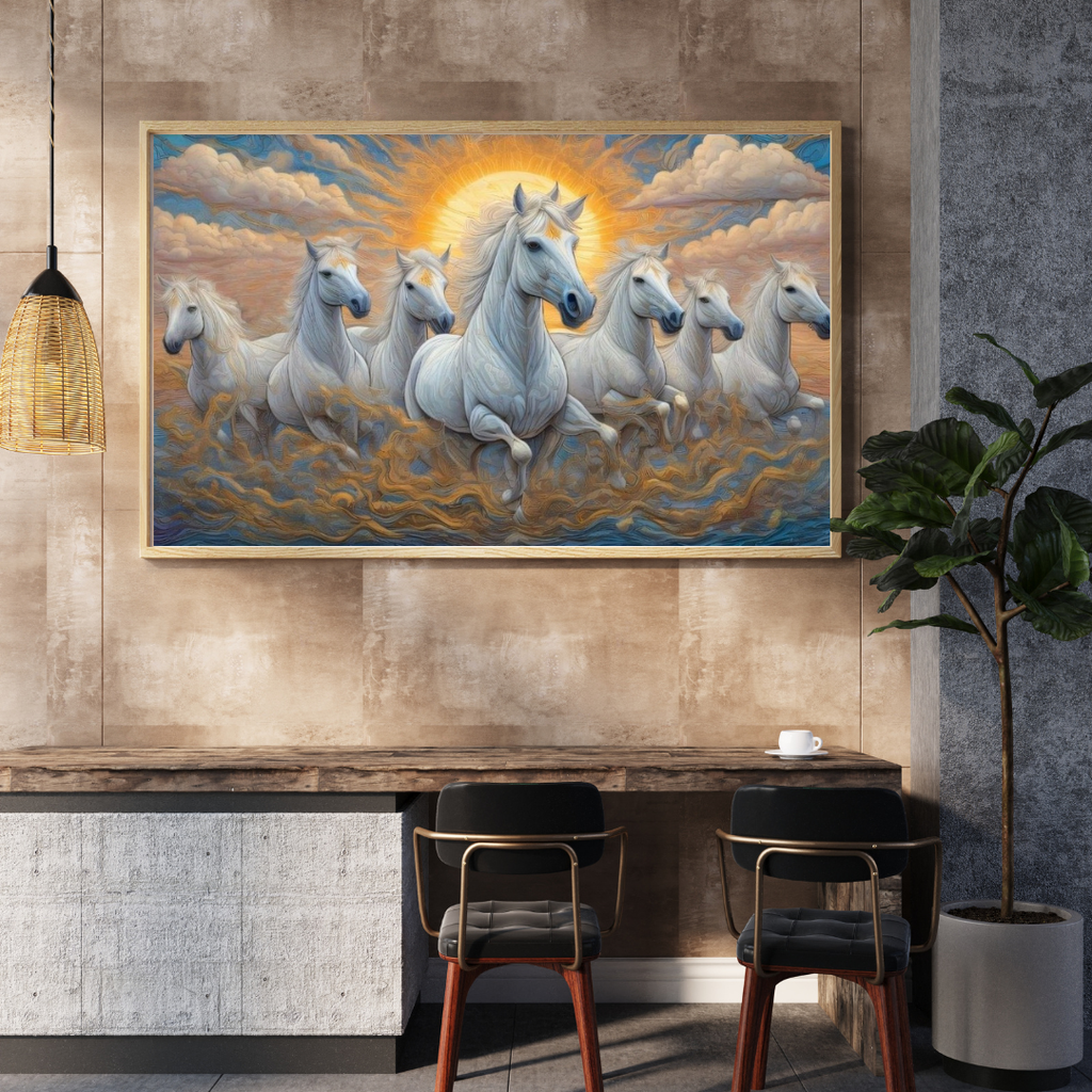 Seven Horses Vastu Photo Frame Wall Art with Frame