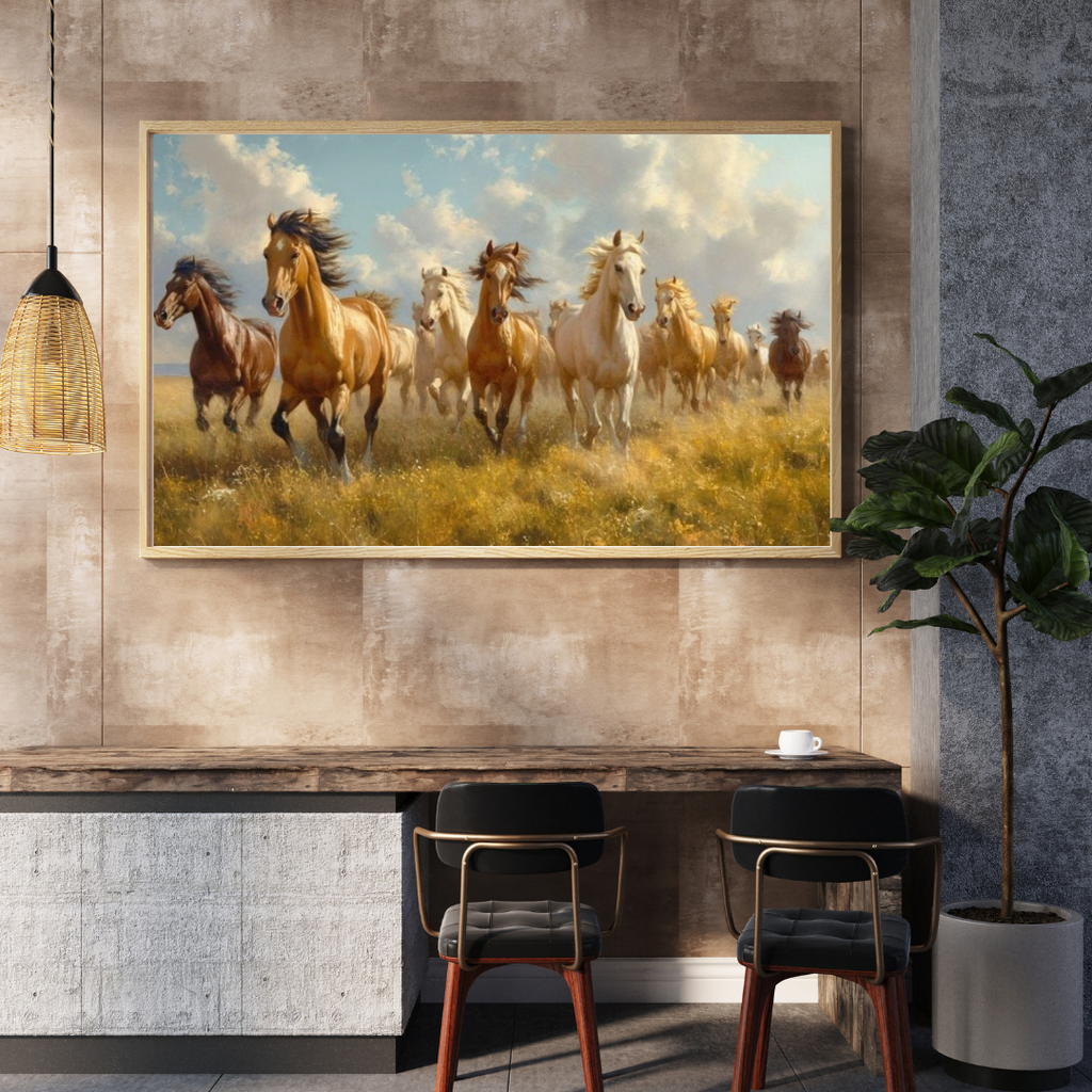 Seven Horses Vastu Photo Frame Wall Art with Frame