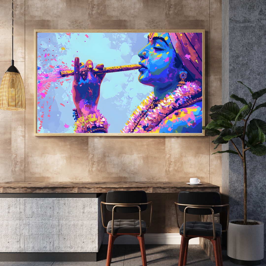 Dekozi Krishna Wall Art – Divine Portrait | Framed Canvas & Photo Print for Spiritual Home & Office Decor