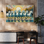 Seven Horses Vastu Photo Frame Wall Art with Frame