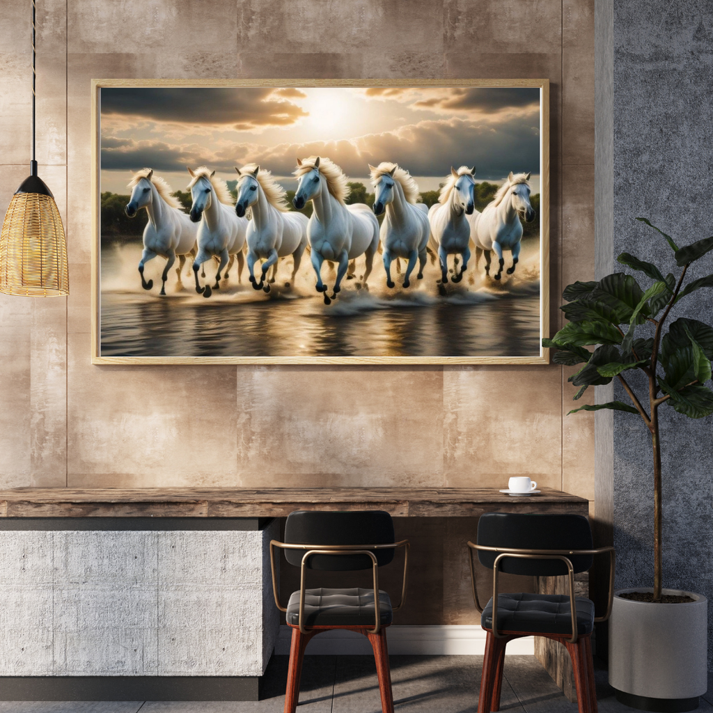 Seven Horses Vastu Photo Frame Wall Art with Frame