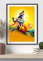 Dekozi Krishna Wall Art – Divine Portrait | Framed Canvas & Photo Print for Spiritual Home & Office Decor