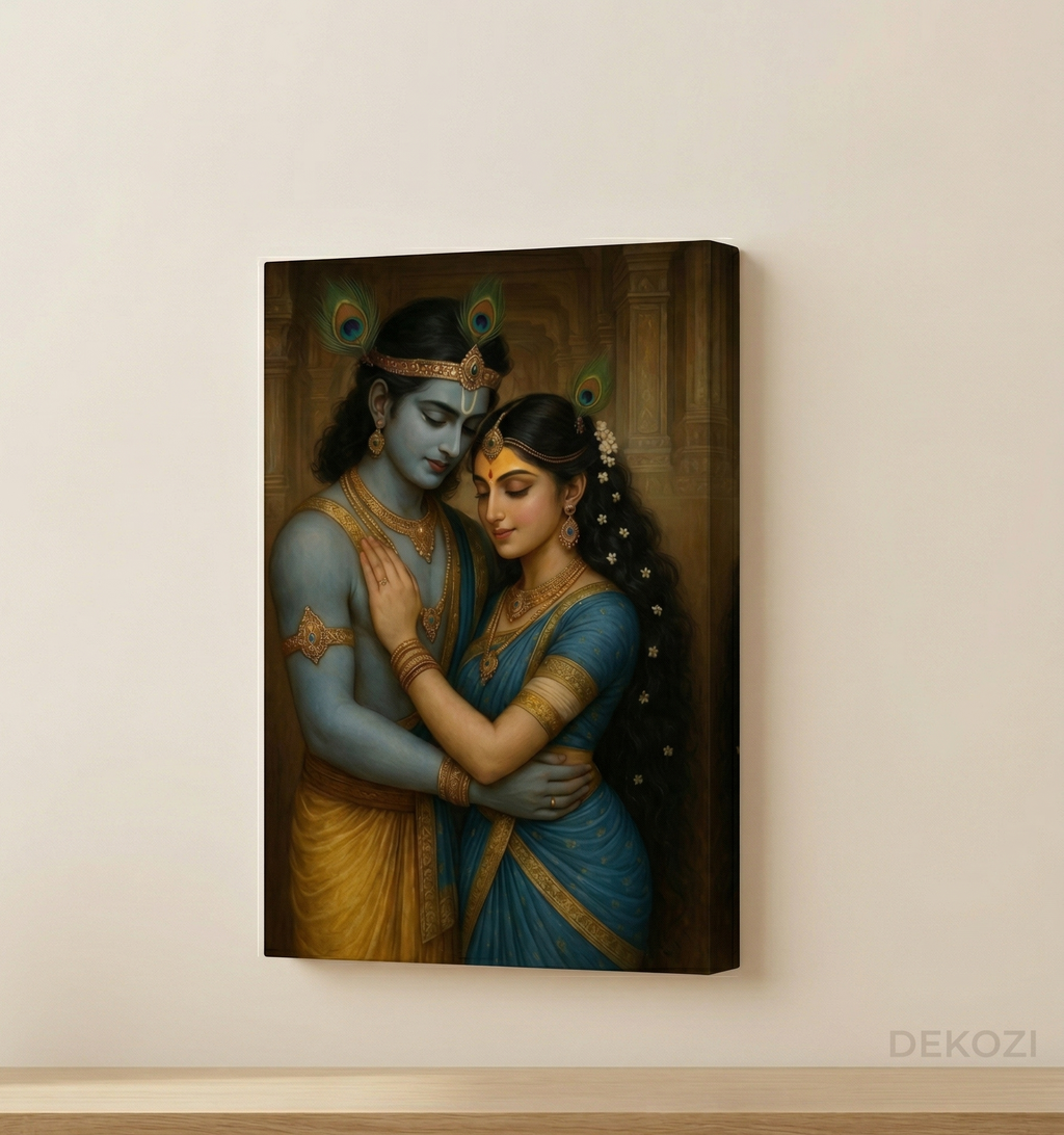 Dekozi Krishna Wall Art – Divine Portrait | Framed Canvas & Photo Print for Spiritual Home & Office Decor