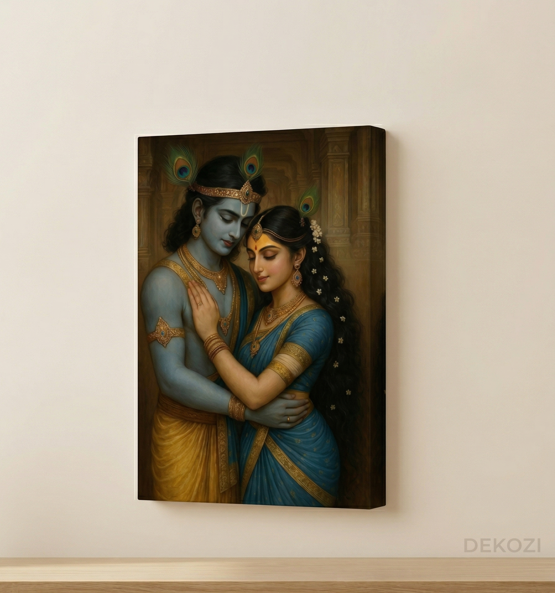 Dekozi Krishna Wall Art – Divine Portrait | Framed Canvas & Photo Print for Spiritual Home & Office Decor