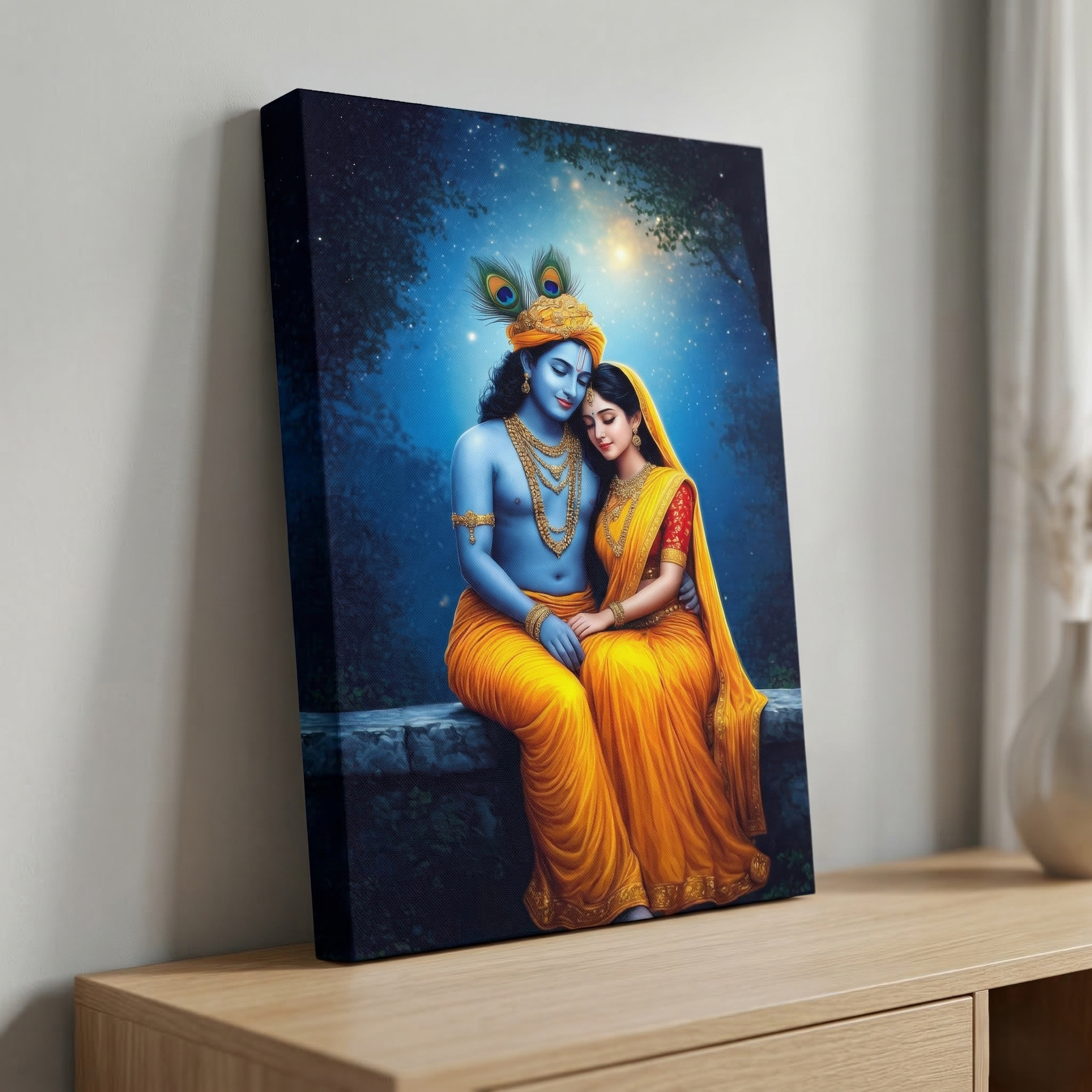 Dekozi Krishna Wall Art – Divine Portrait | Framed Canvas & Photo Print for Spiritual Home & Office Decor