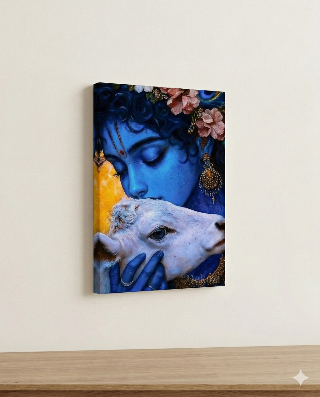 Dekozi Krishna Wall Art – Divine Portrait | Framed Canvas & Photo Print for Spiritual Home & Office Decor