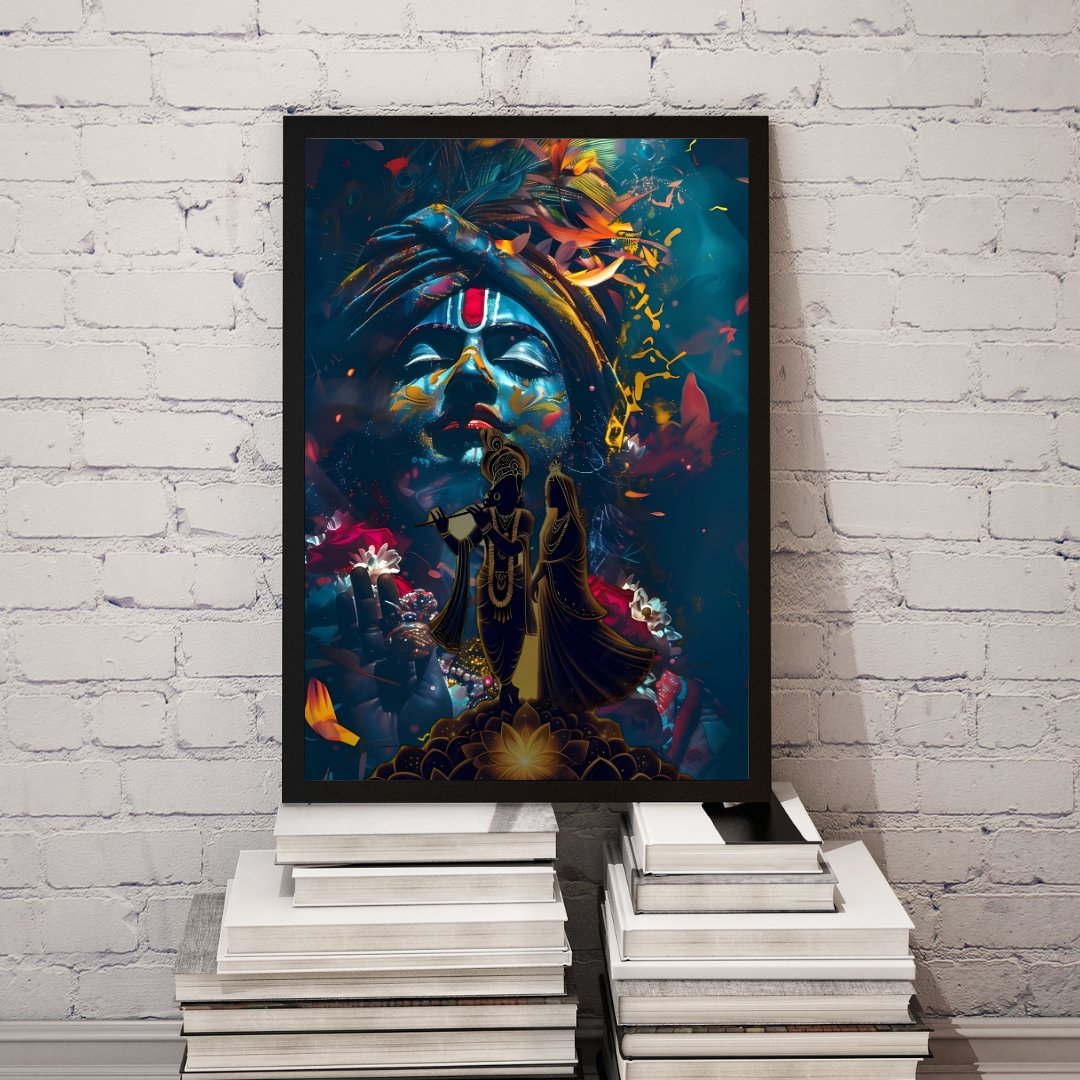 Dekozi Krishna Wall Art – Divine Portrait | Framed Canvas & Photo Print for Spiritual Home & Office Decor