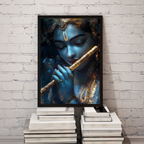Dekozi Krishna Wall Art – Divine Portrait | Framed Canvas & Photo Print for Spiritual Home & Office Decor