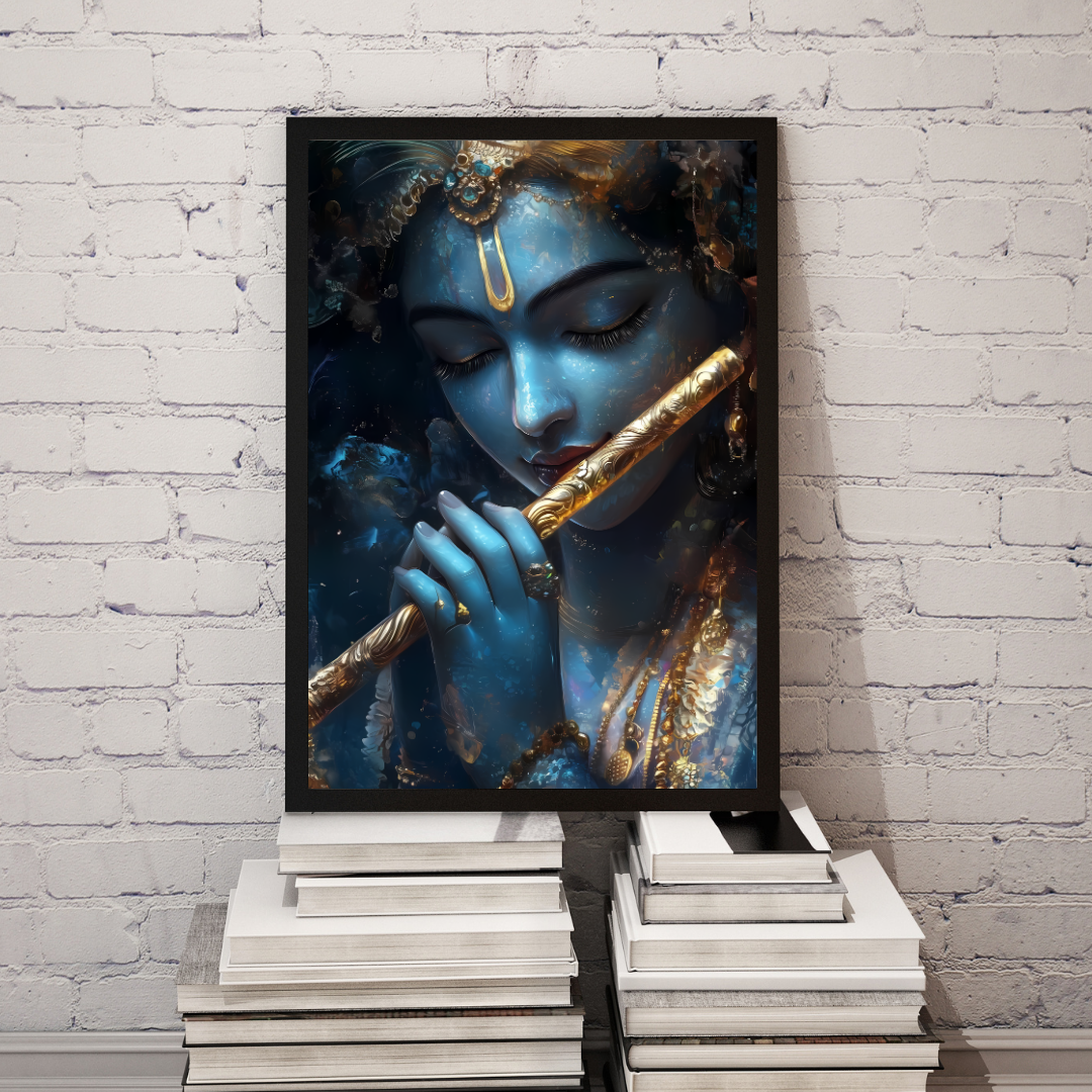 Dekozi Krishna Wall Art – Divine Portrait | Framed Canvas & Photo Print for Spiritual Home & Office Decor